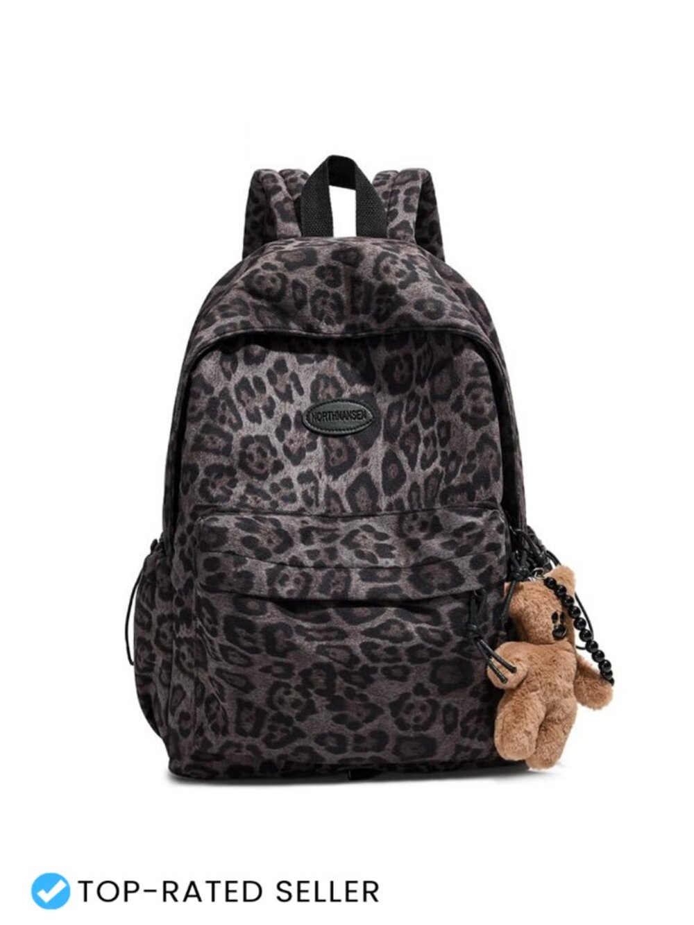 Leopard Print Backpack Water-resistant Polyester Adjustable Strap Women Men
